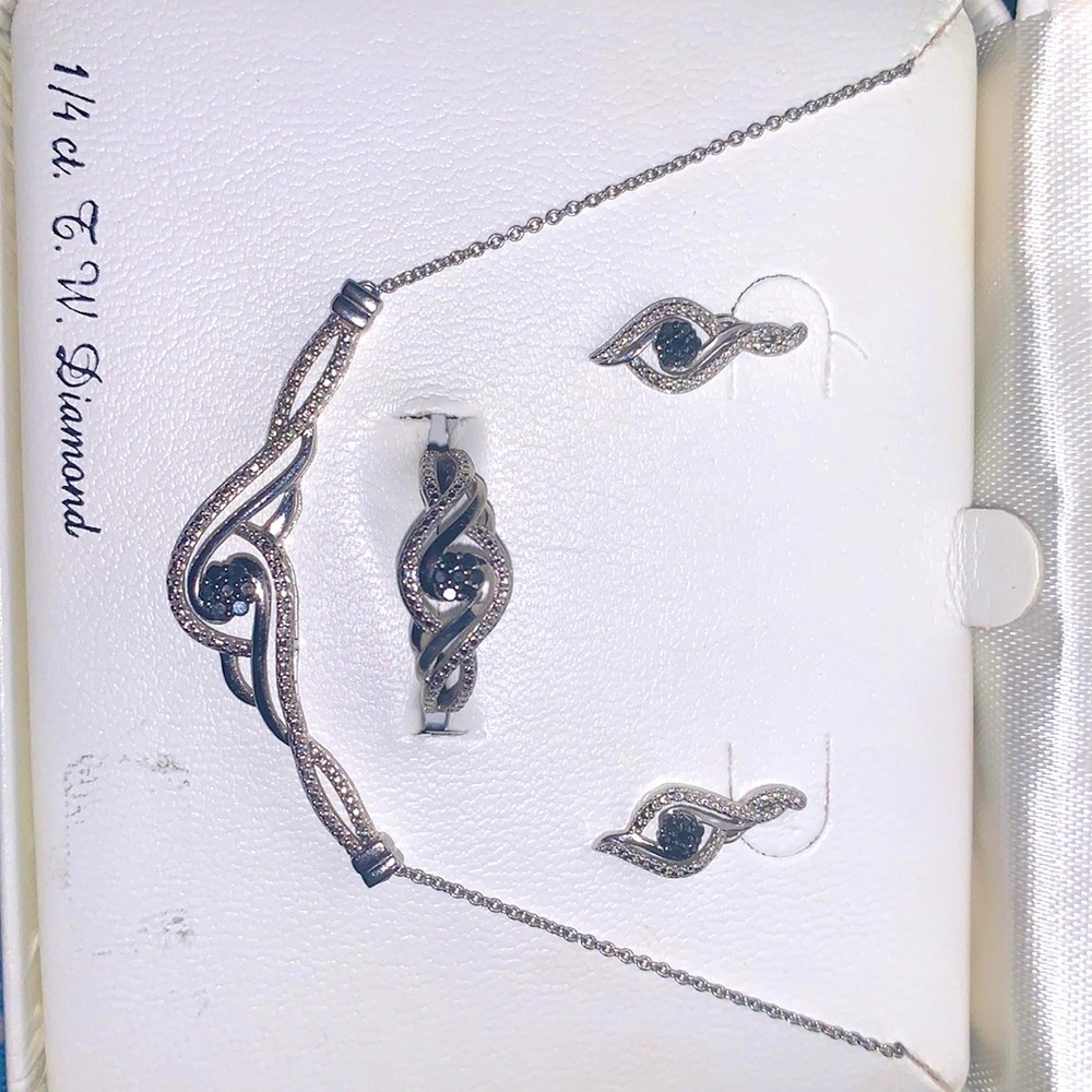 1/4ct TW Diamond Sterling silver 3 piece set